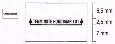 beprijzen - Prijstangetiket permanent 26x16mm RH wit opdruk ten minste houdbaar tot - doos a 36 rol 1000 st