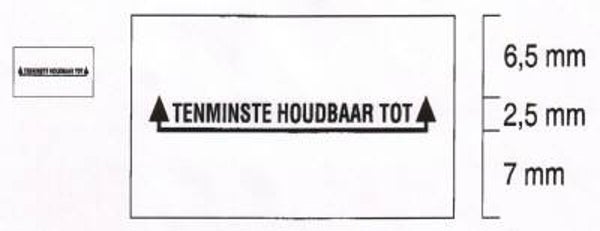 beprijzen - Prijstangetiket permanent 26x16mm RH wit opdruk ten minste houdbaar tot - doos a 36 rol 1000 st