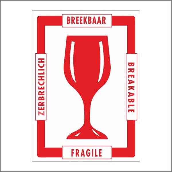 Transport etiket 855 -  breekbaar / fragile  - rol a 500stuks