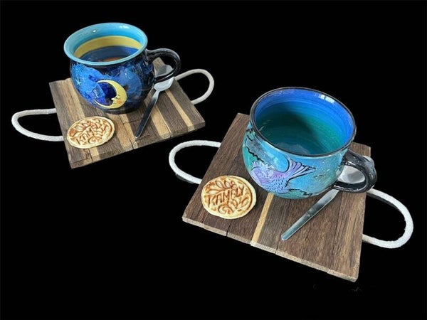 Set 2 Mini-Serviertablet für Kaffee/Tee