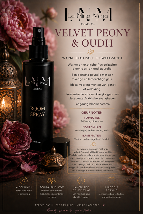 200ml roomspray Velvet peony & oudh