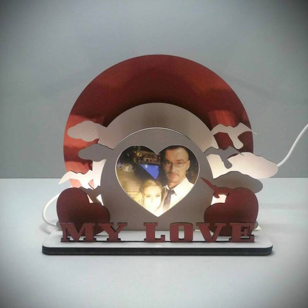 Ξύλινο ''6 layer''φωτιστικό με φωτογραφία