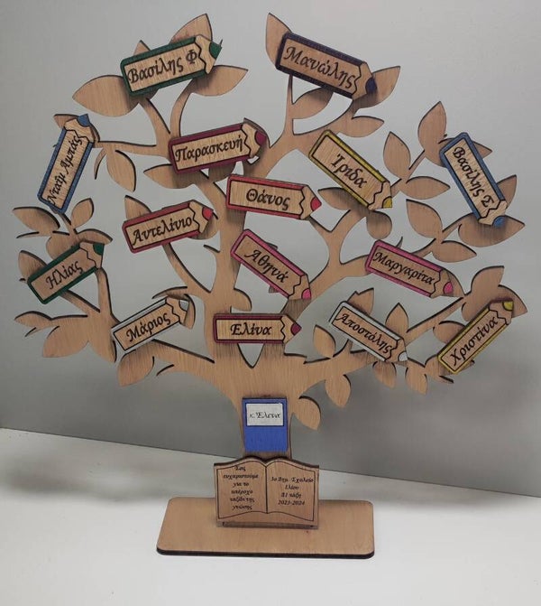 Ξύλινο Δέντρο Αναμνήσεων & Ευχών – Προσωποποιημένο Δώρο Εκπαιδευτικού