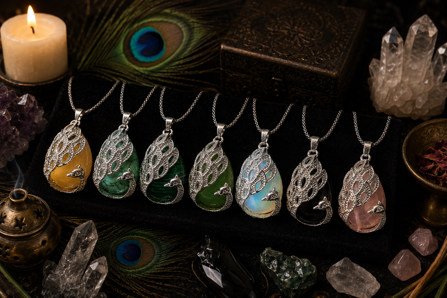 Peacock Crystal Necklace