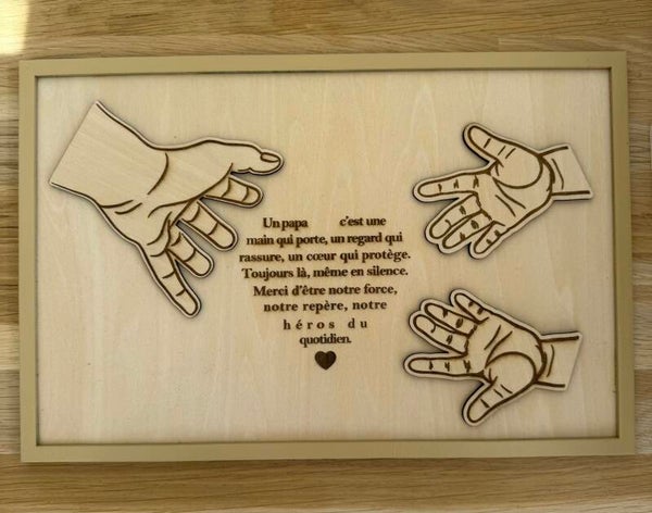 Cadre personnalisé “Mains de Papa” beige