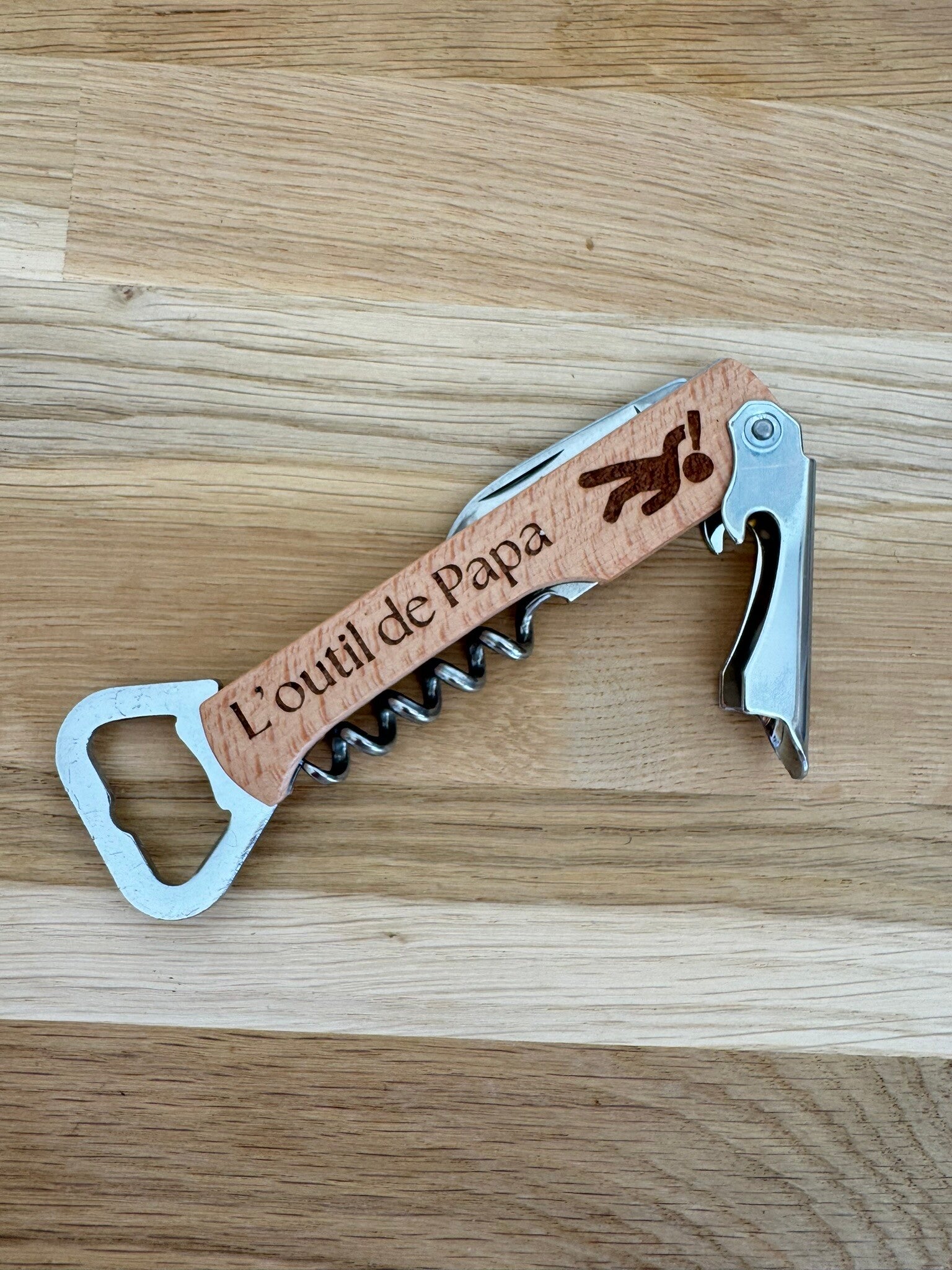 Décapsuleur tire bouchon bois multifonction bois