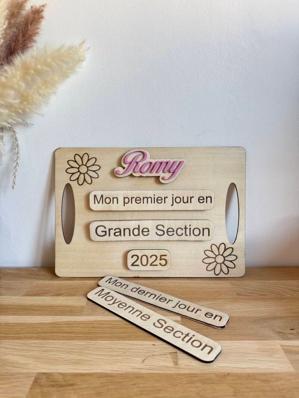 Plaque souvenir rentrée des classes personnalisée évolutive magnétique 4 thèmes