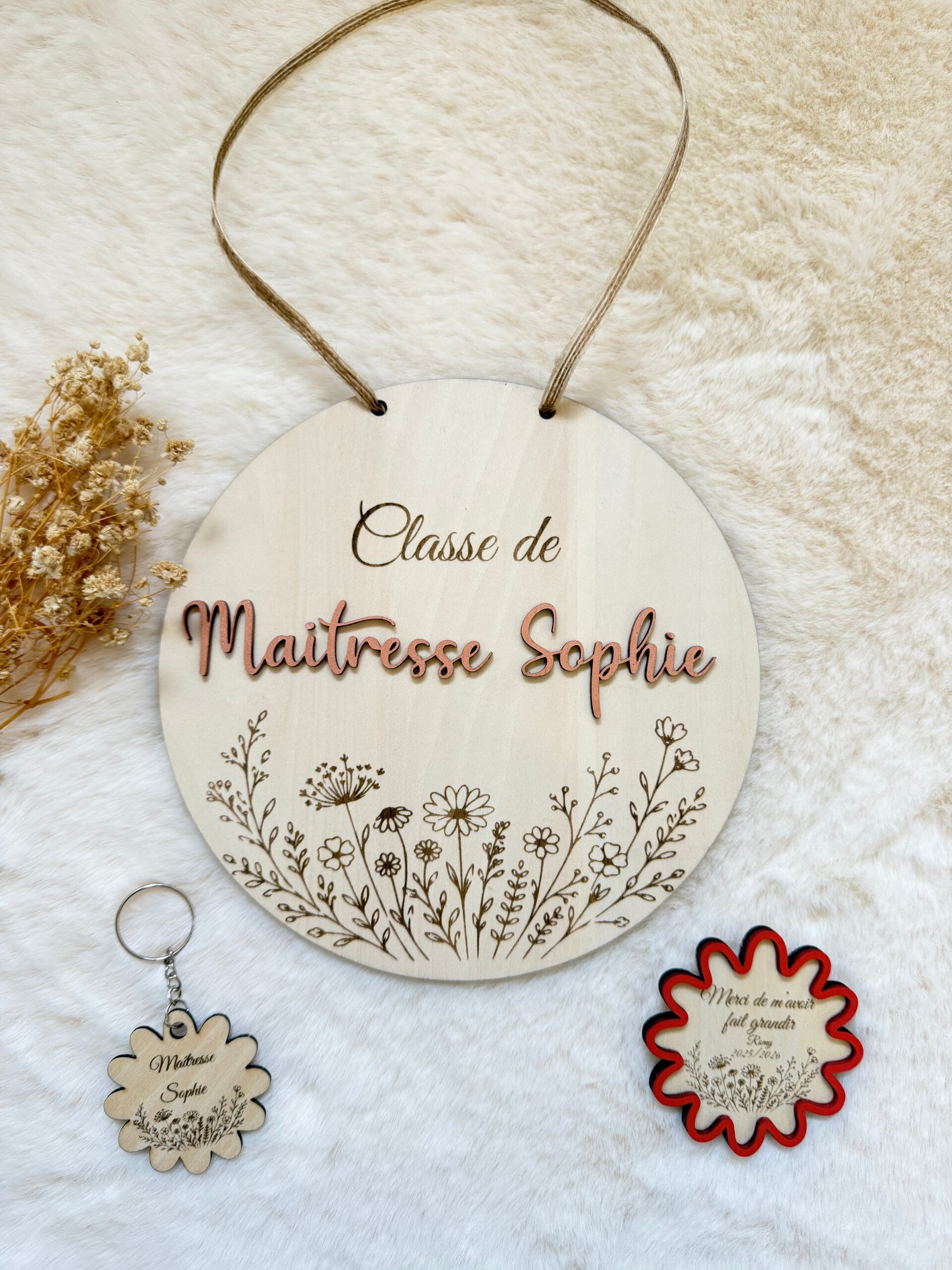 Coffret cadeaux personnalisés maîtresse – Collection Fleurs des Écoles