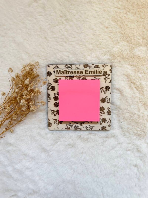 Support post-it personnalisé maîtresse – Collection Fleurs Poétiques