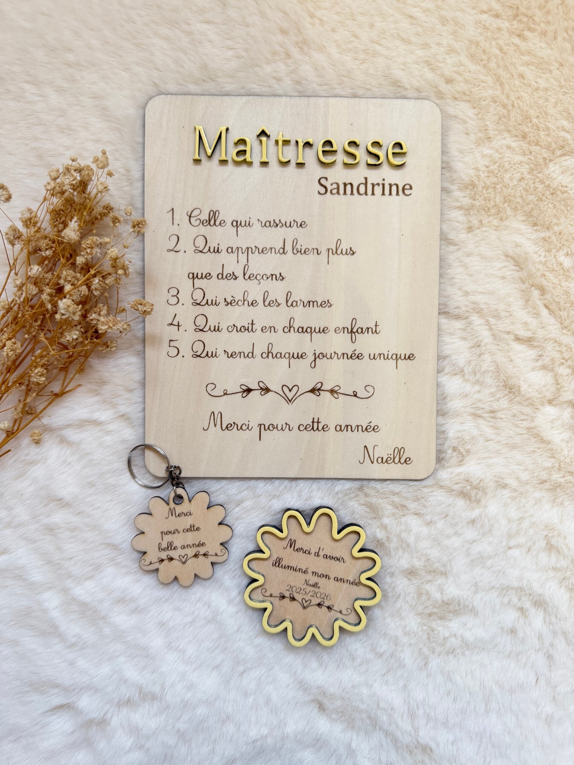 Coffret cadeaux personnalisés maîtresse – Collection Mots de Cœur