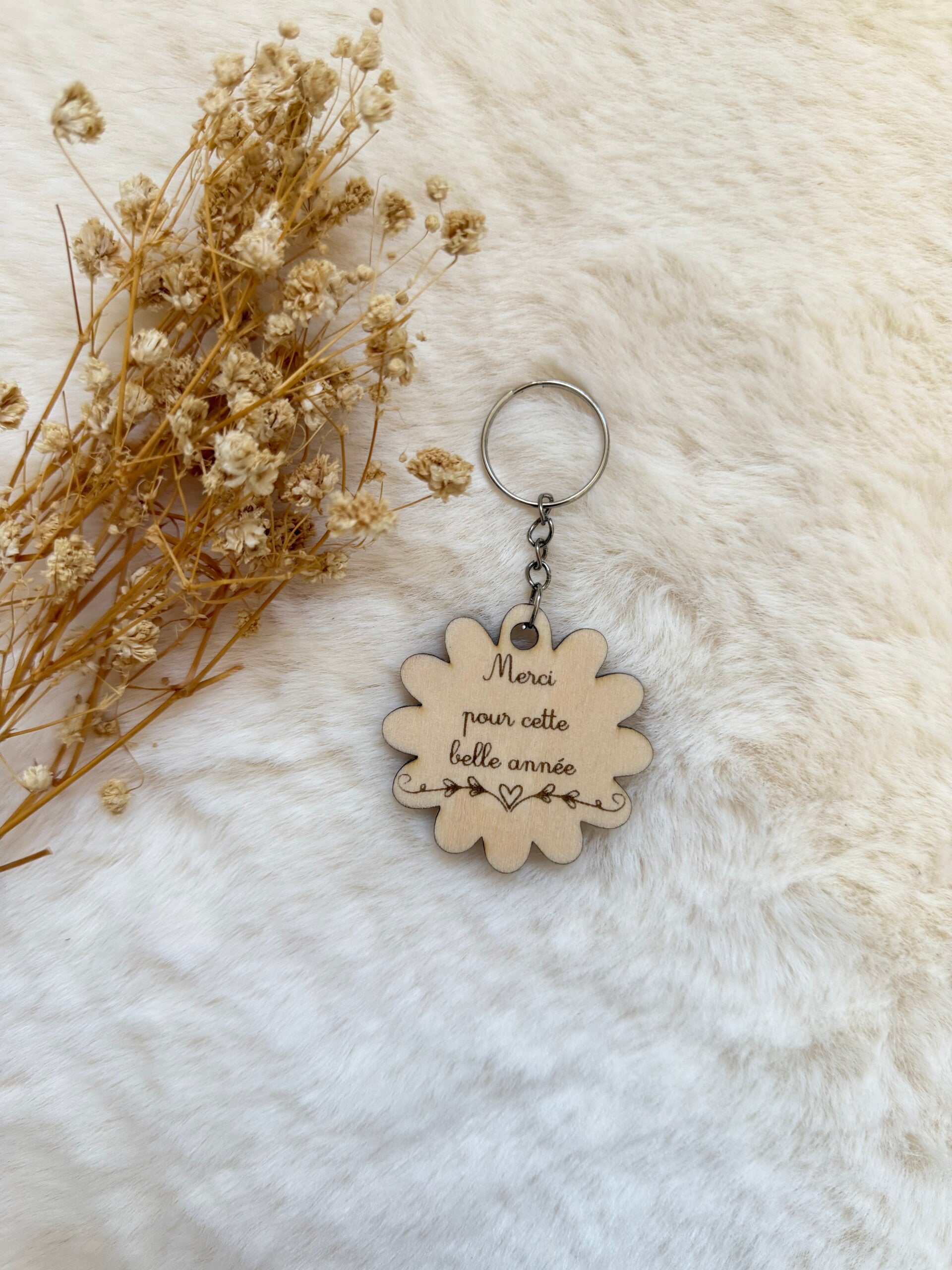 Porte-clés personnalisé maîtresse – Collection Mots de Cœur