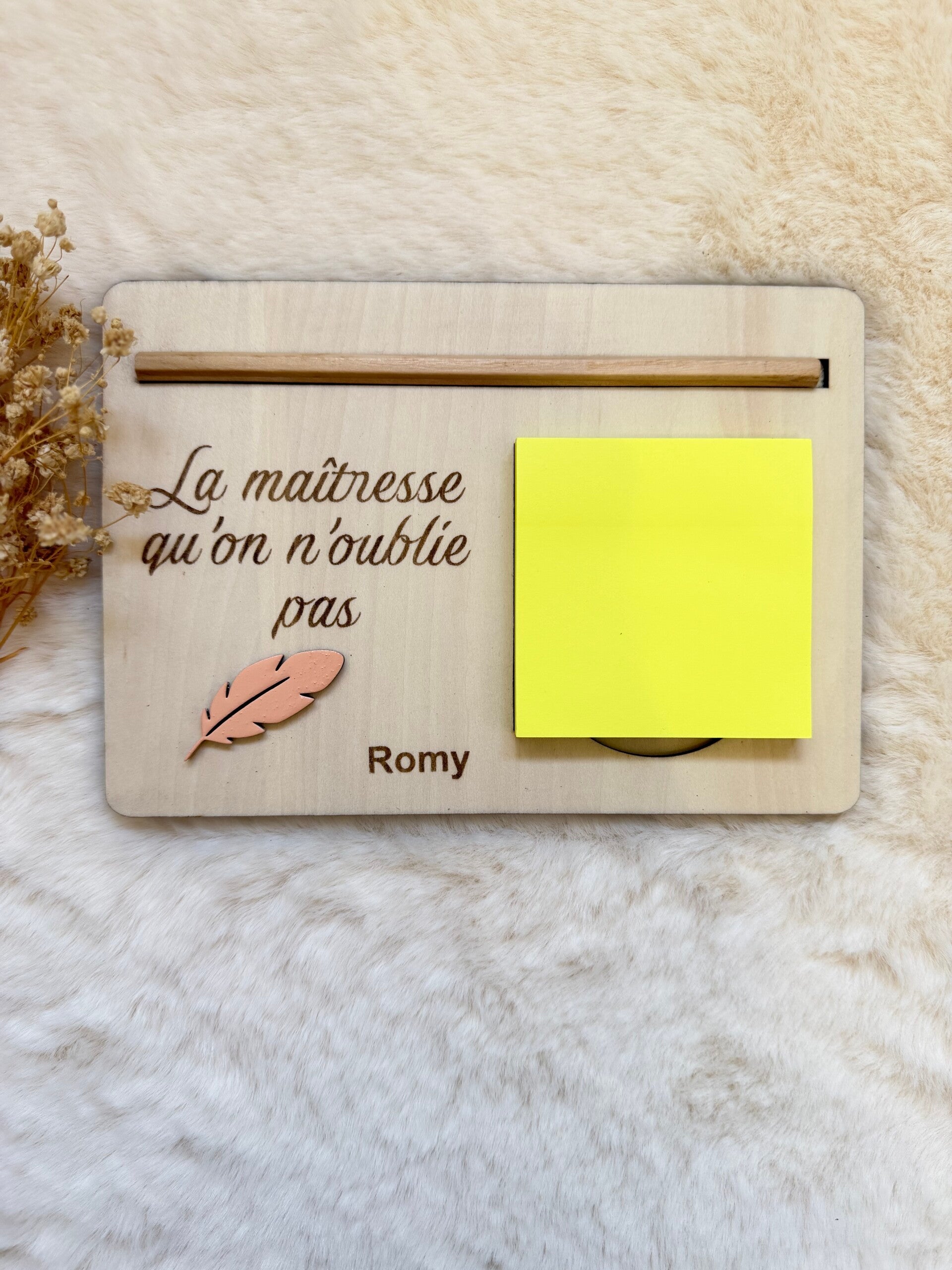 Support post-it personnalisé avec crayon – Collection Les Jolis Mots
