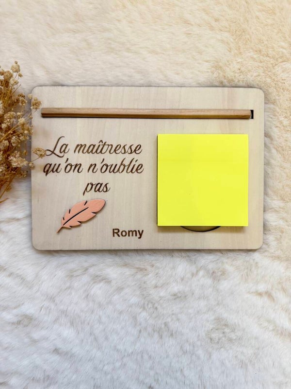 Support post-it personnalisé avec crayon – Collection Les Jolis Mots