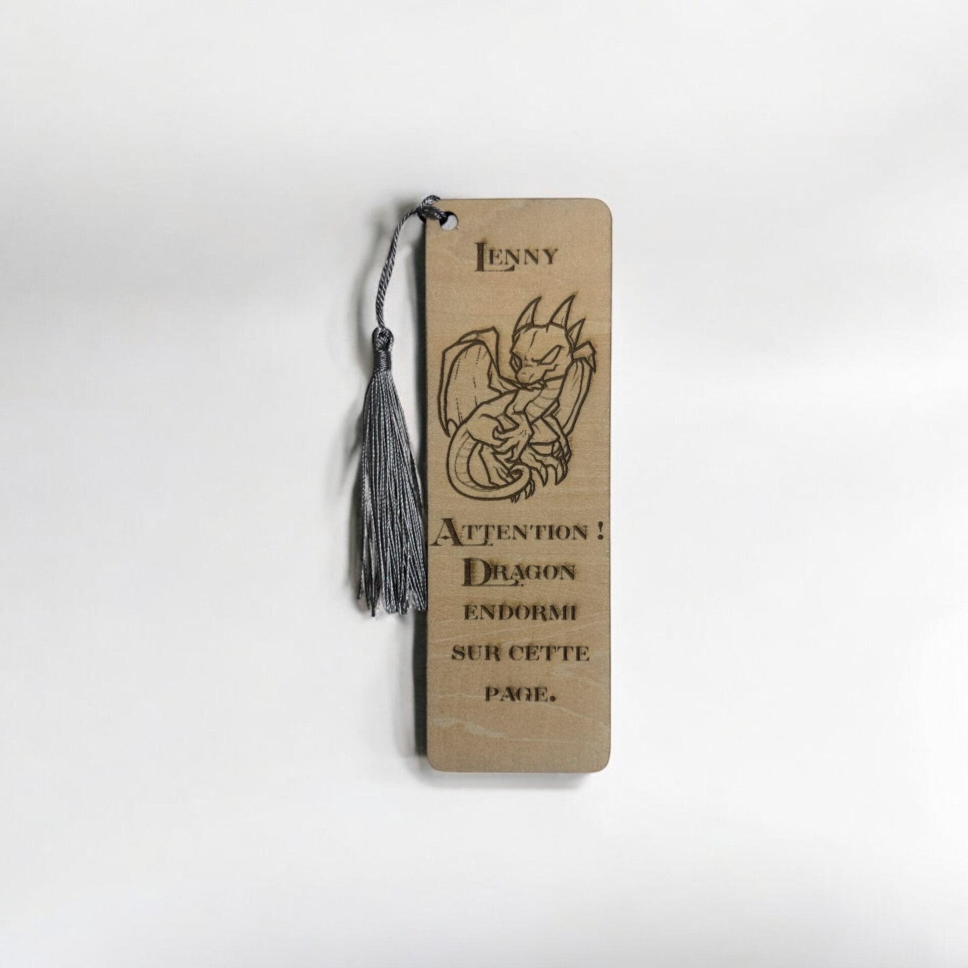 Marque page en bois personnalisé gravé DRAGON
