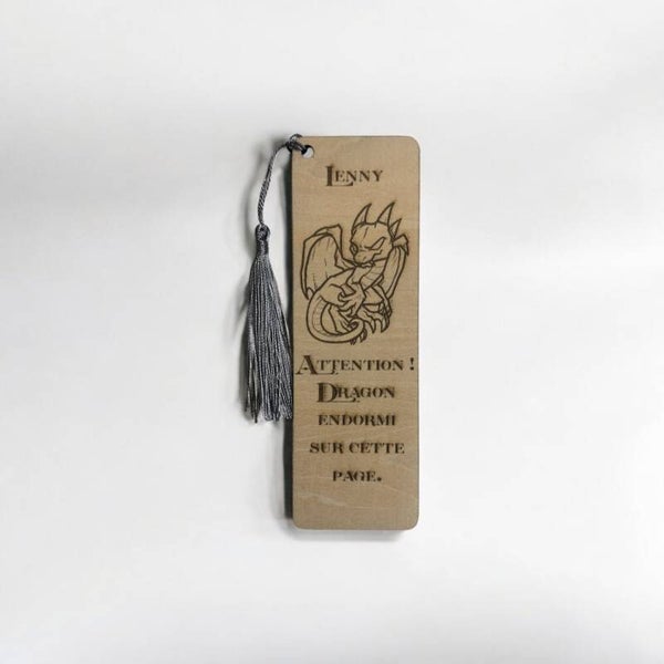 Marque page en bois personnalisé gravé DRAGON