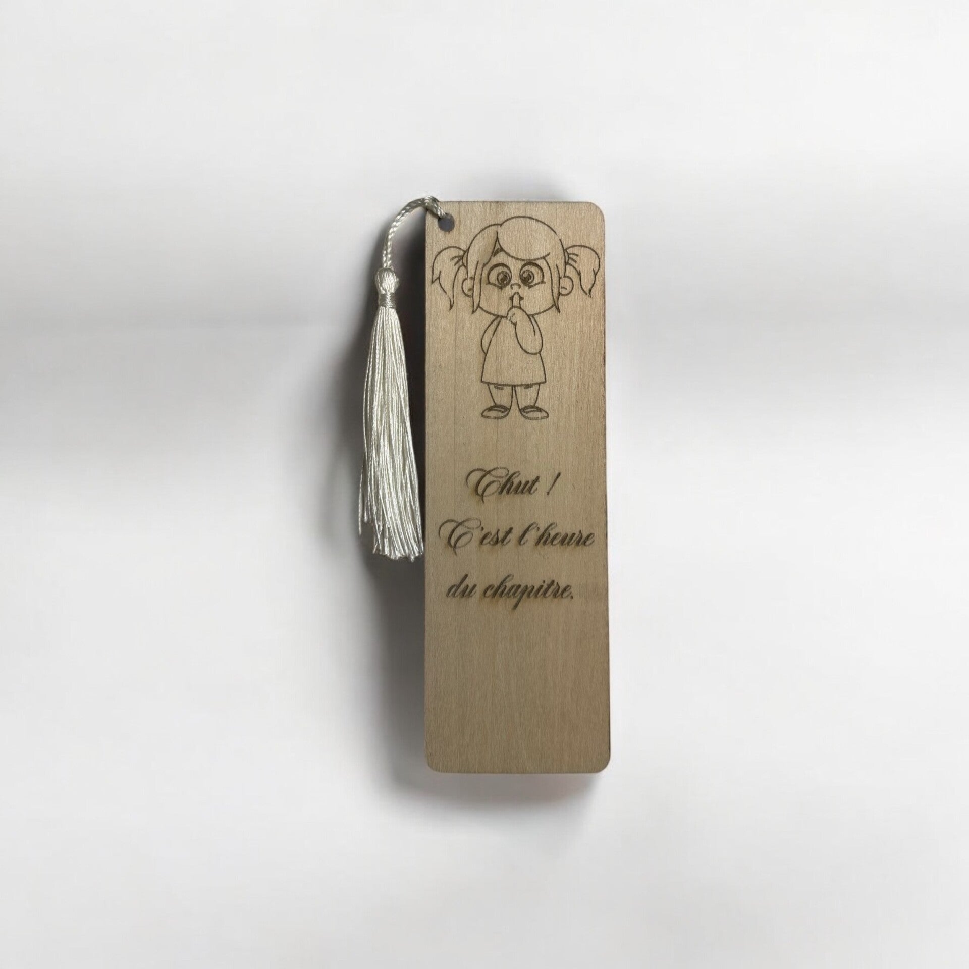 Marque page en bois personnalisé gravé CHUT