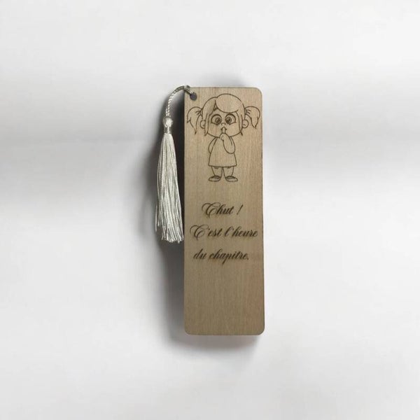 Marque page en bois personnalisé gravé CHUT