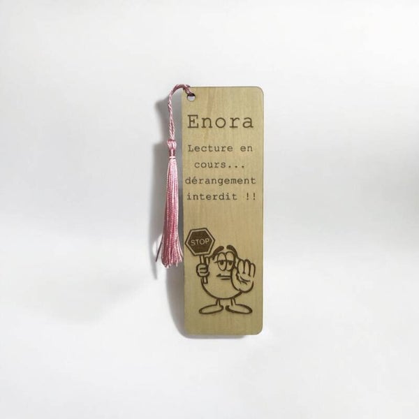 Marque page en bois personnalisé gravé DERANGEMENT INTERDIT