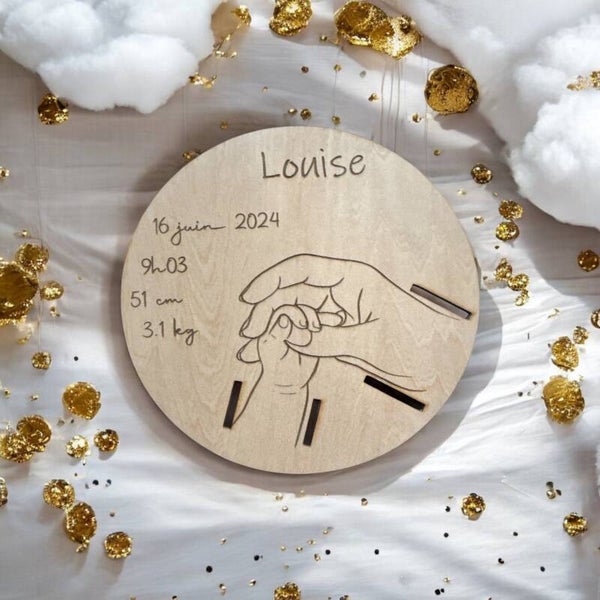 Cercle naissance pour bracelet bébé et maman en bois gravé personnalisé