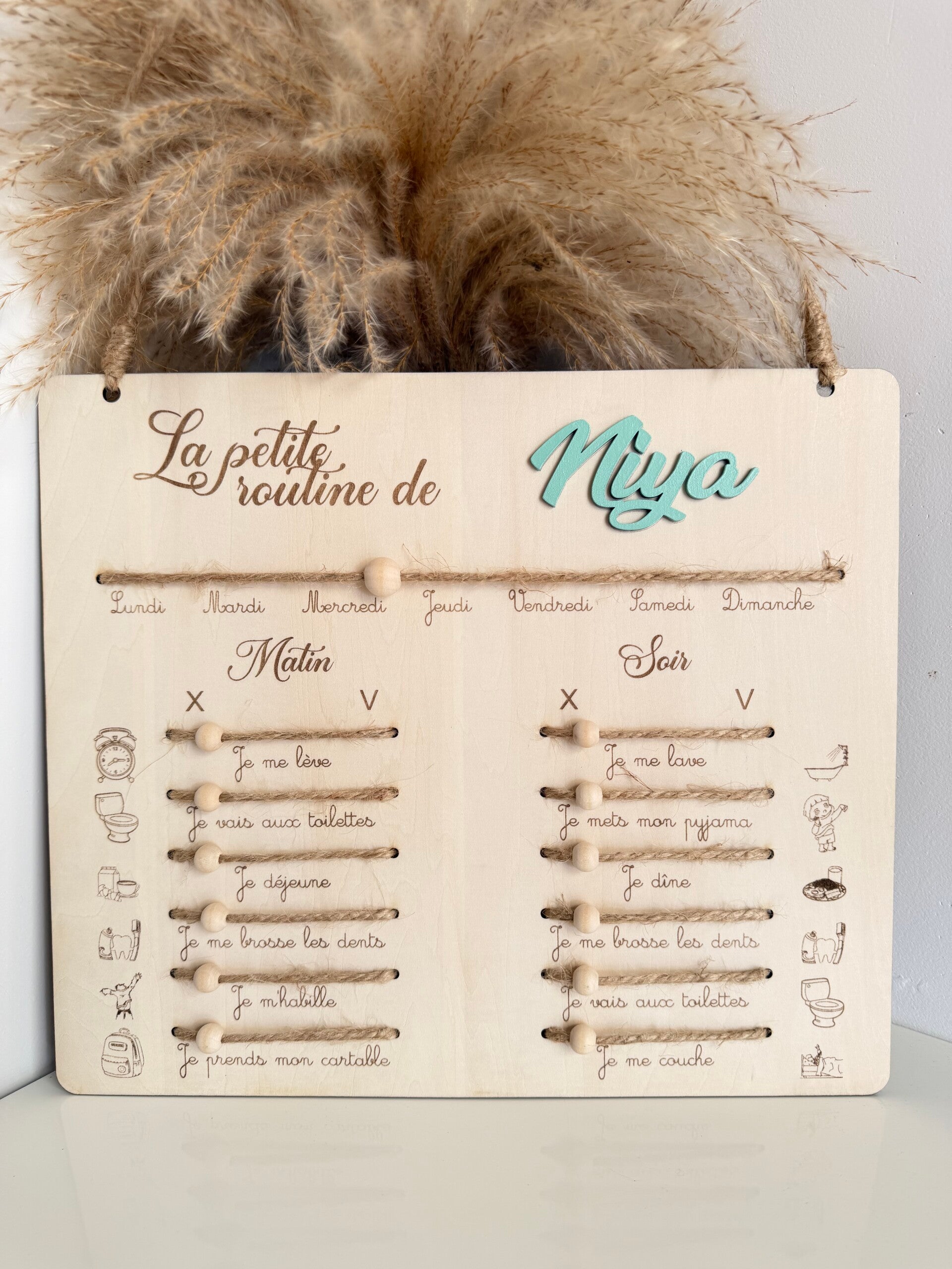 Tableau de routine personnalisé en bois