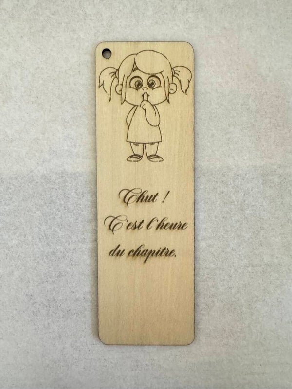 Marque page en bois CHUT