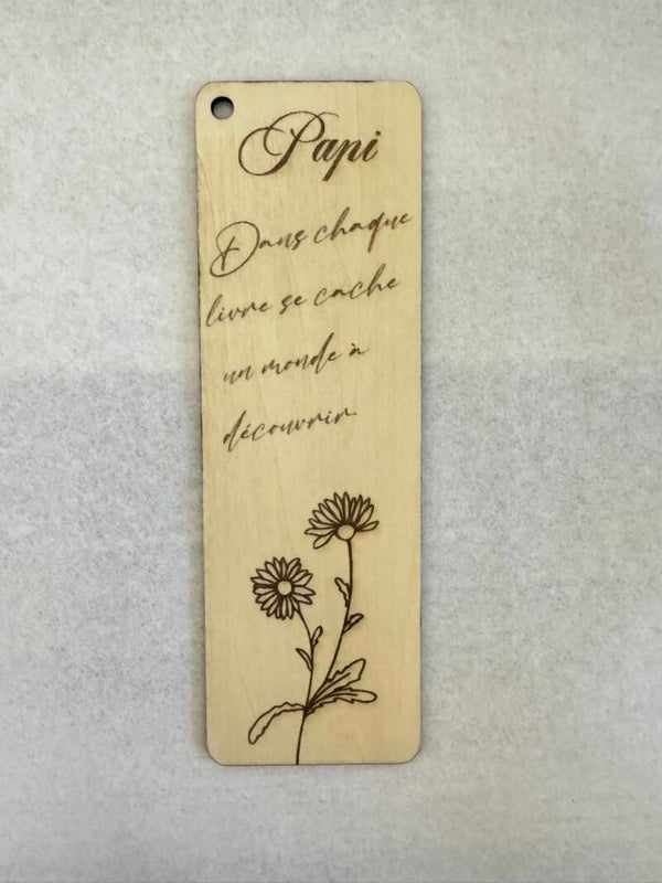 Marque page bois PAPY