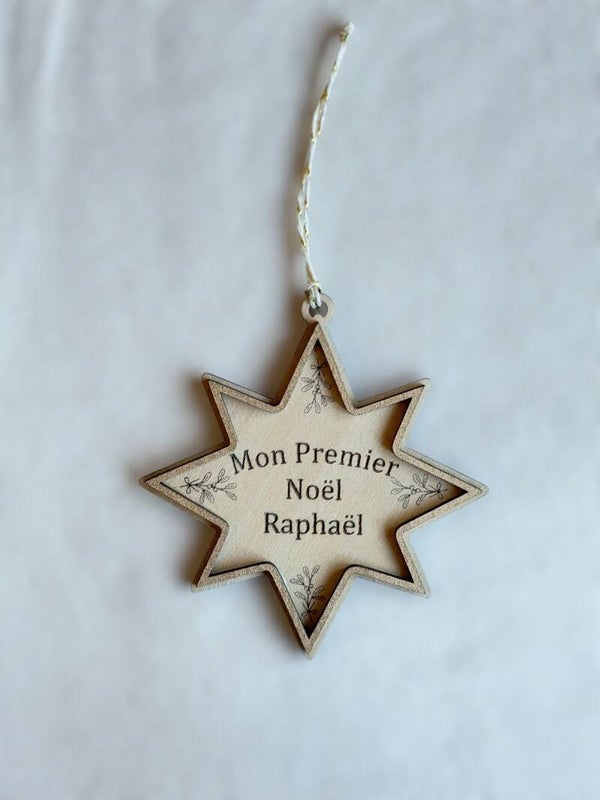 Étoile de Noël en bois personnalisée – Noël d’antan