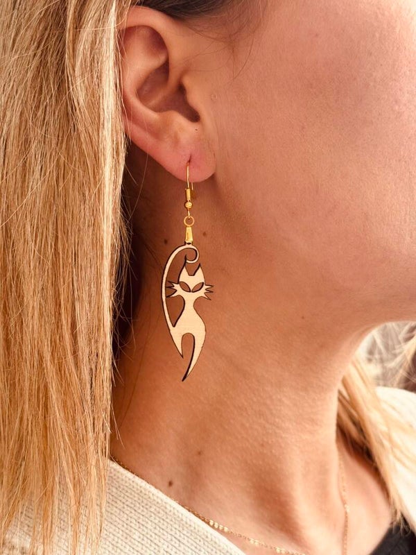 Boucles d'oreilles "Chat Enchantée" 🌙✨