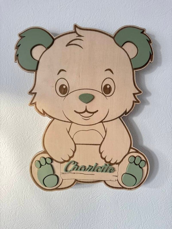 Veilleuse ours LED personnalisée prénom – Cadeau naissance et baptême