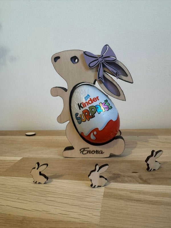 Lapin en bois porte-œuf de Pâques personnalisable