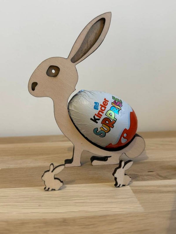 Lapin en bois personnalisé support œuf de Pâques
