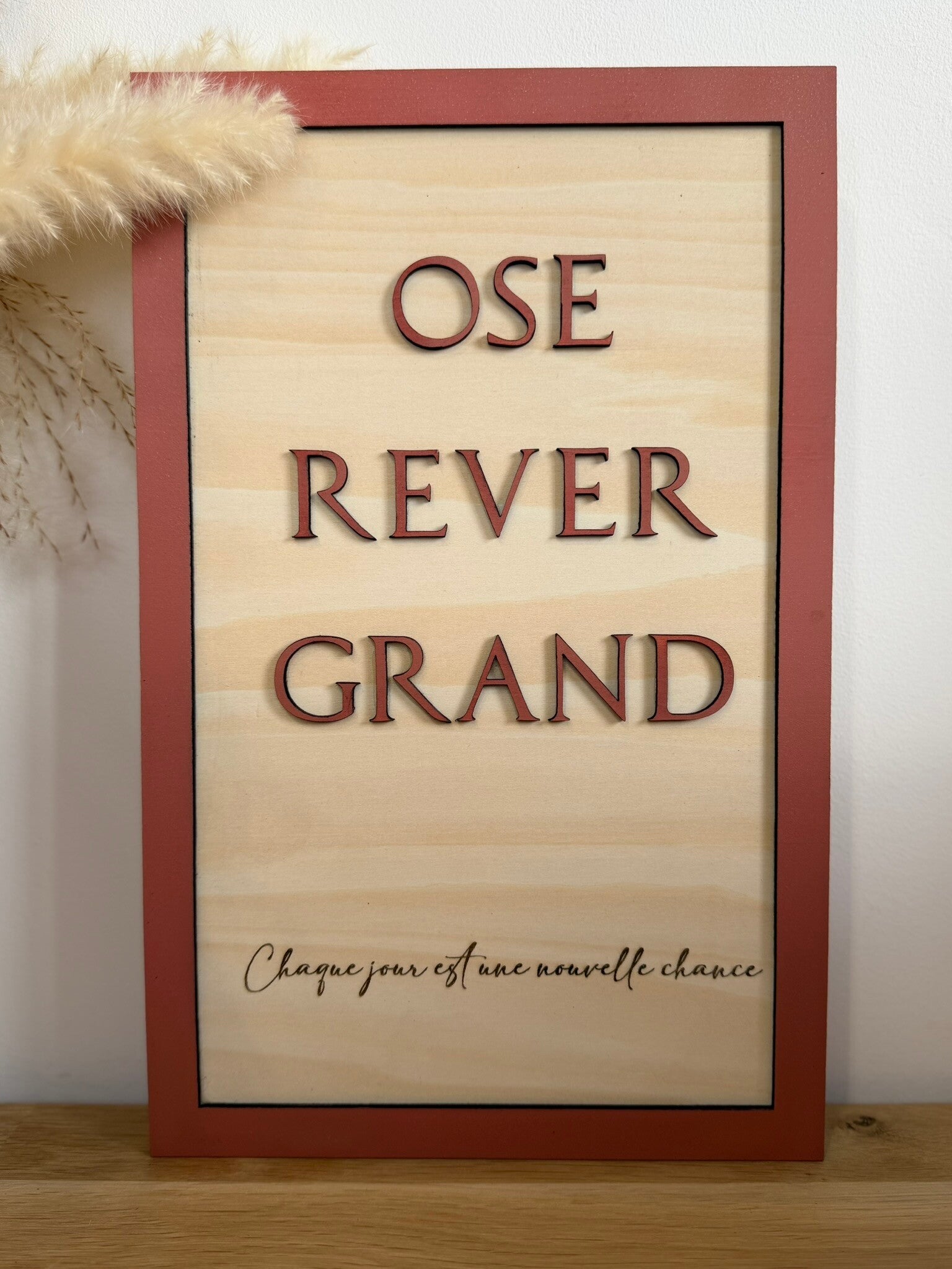 Affiche décorative en bois  phrase inspirante personnalisable