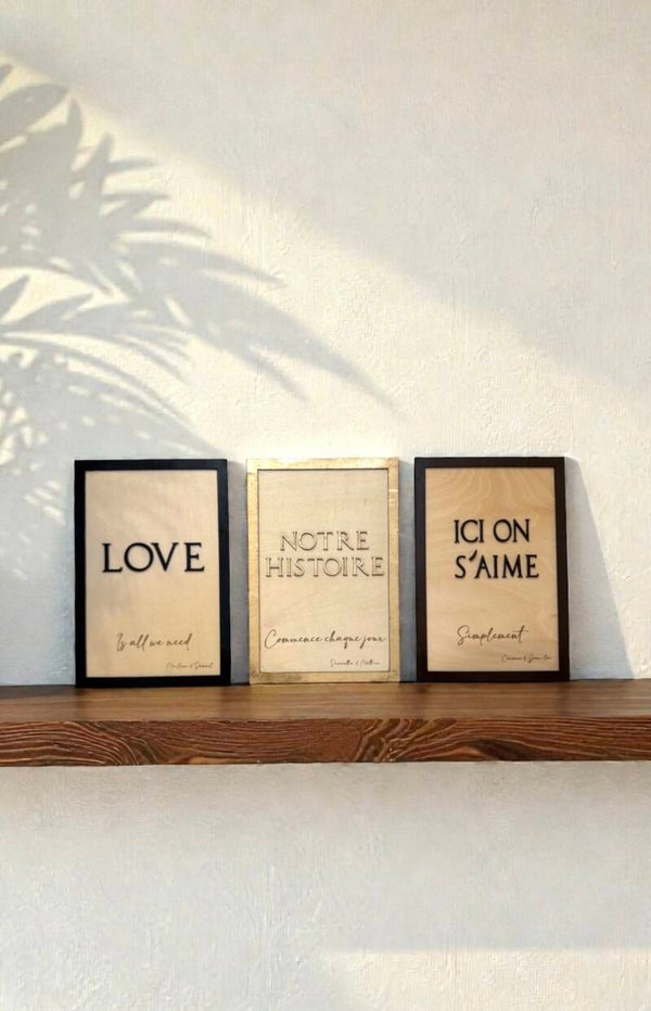Affiche en bois personnalisée – Couple & amour