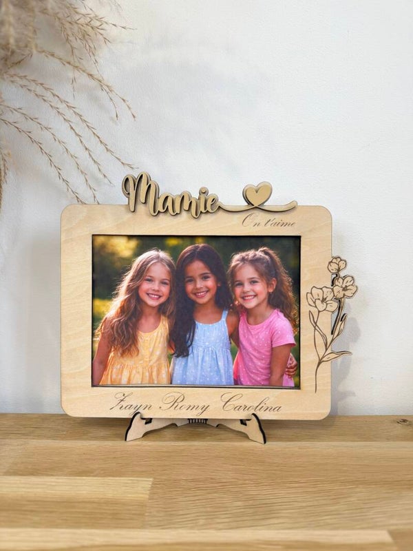 Cadre photo en bois personnalisé – Mamie