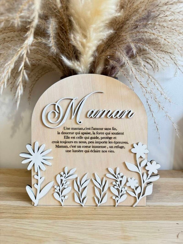 Cœur de Maman – Plaque personnalisée en bois