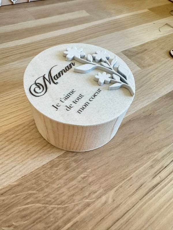 Boîte en bois personnalisée – Format Rond