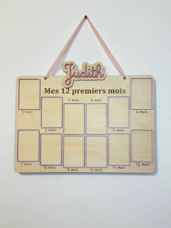 Cadre “Mes 12 premiers mois” – Souvenir personnalisé en bois