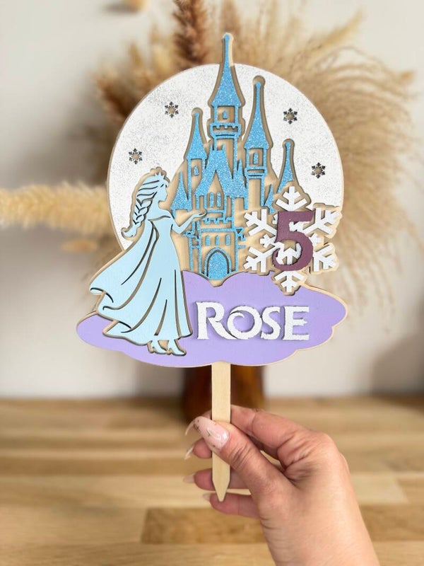 Cake Topper Princesse des Glaces personnalisé  Prénom & Âge