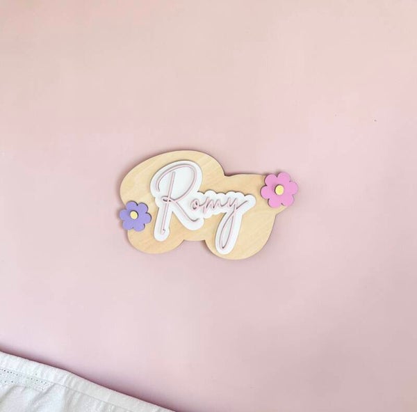 Plaque prénom personnalisée en bois – Décoration murale enfant ou porte de chambre Cadeau naissance original fille