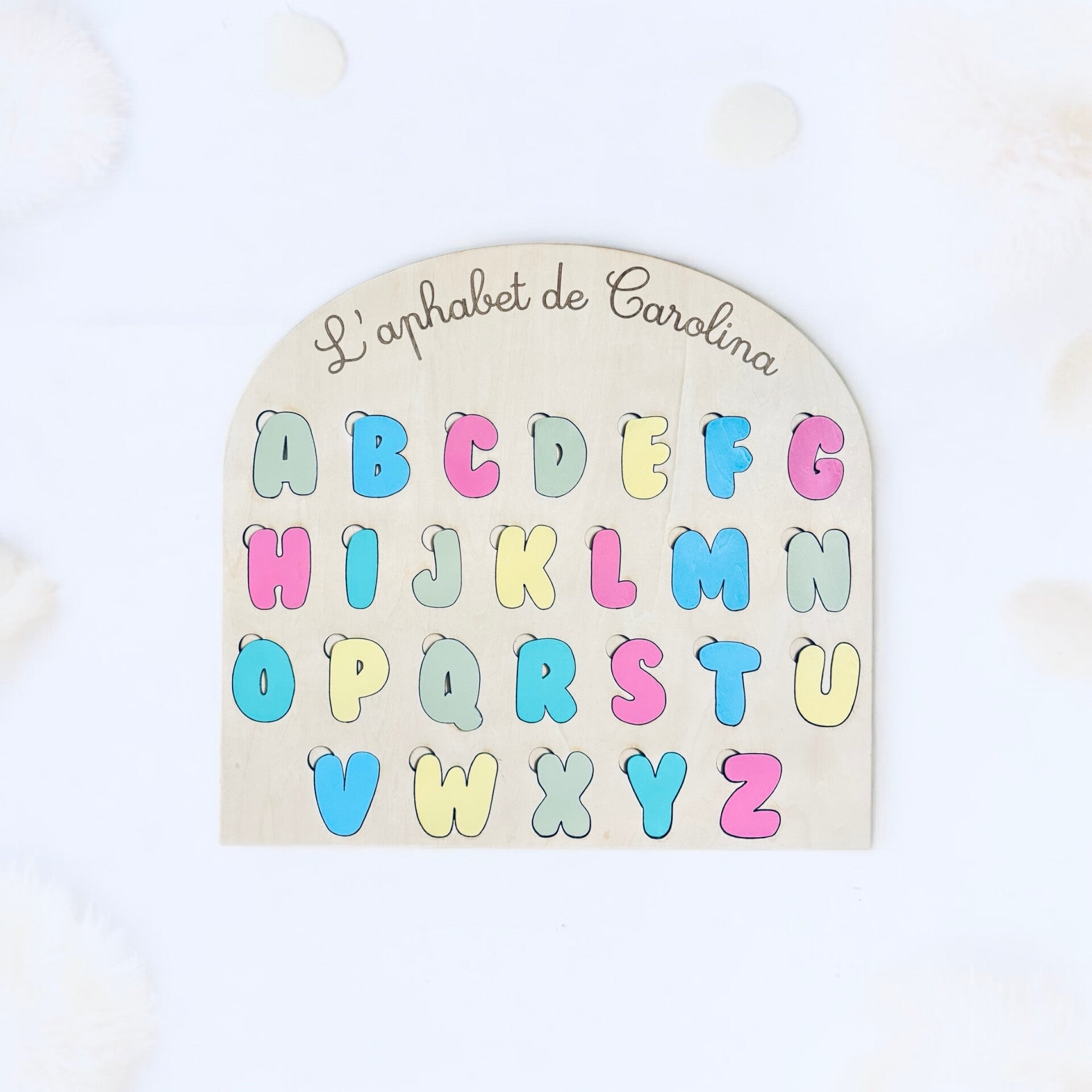 Puzzle Alphabet Personnalisé en Bois – Éveil et Apprentissage Ludique