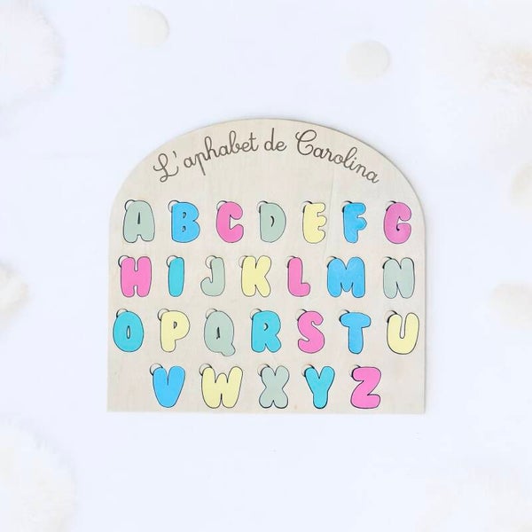 🧩✨ Puzzle Alphabet Personnalisé en Bois – Éveil et Apprentissage Ludique ✨🧩