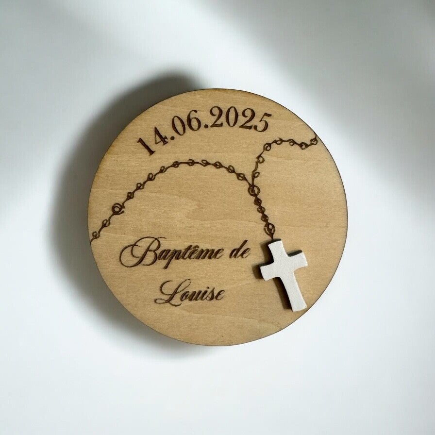🕊️ Magnet Souvenir Baptême & Communion – Personnalisable 🕊️