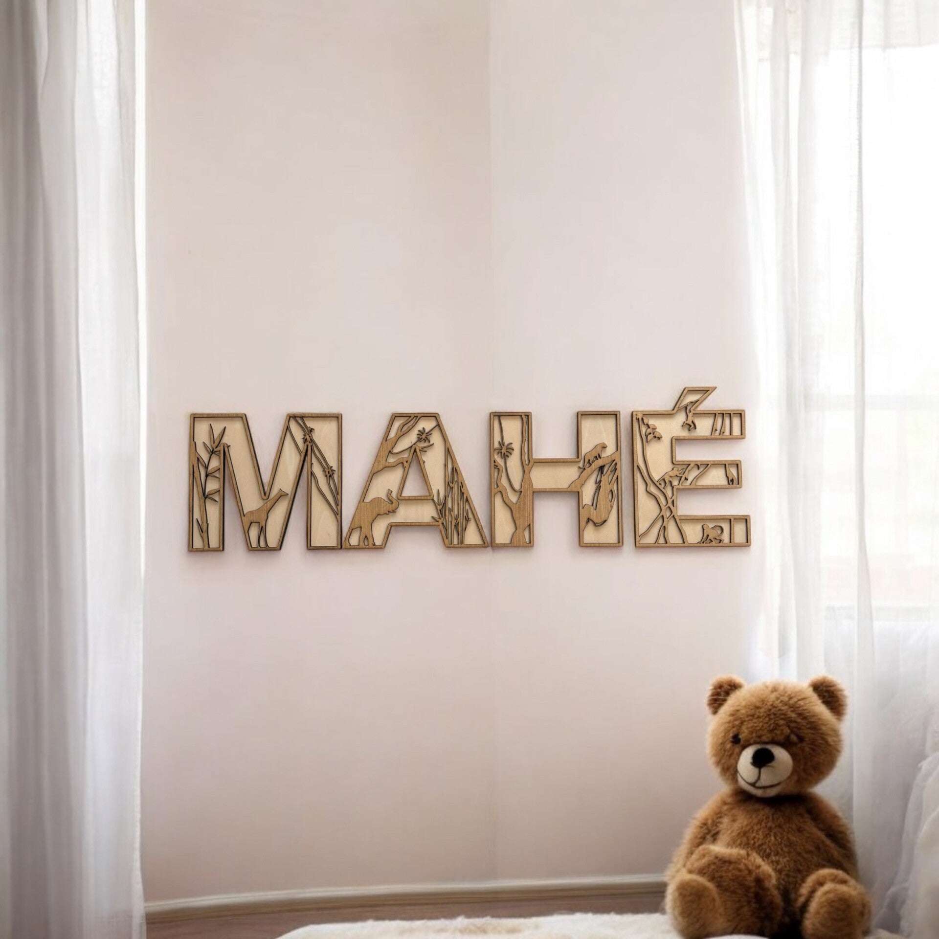 Lettres en bois gravées – Esprit Savane 🌿🦒