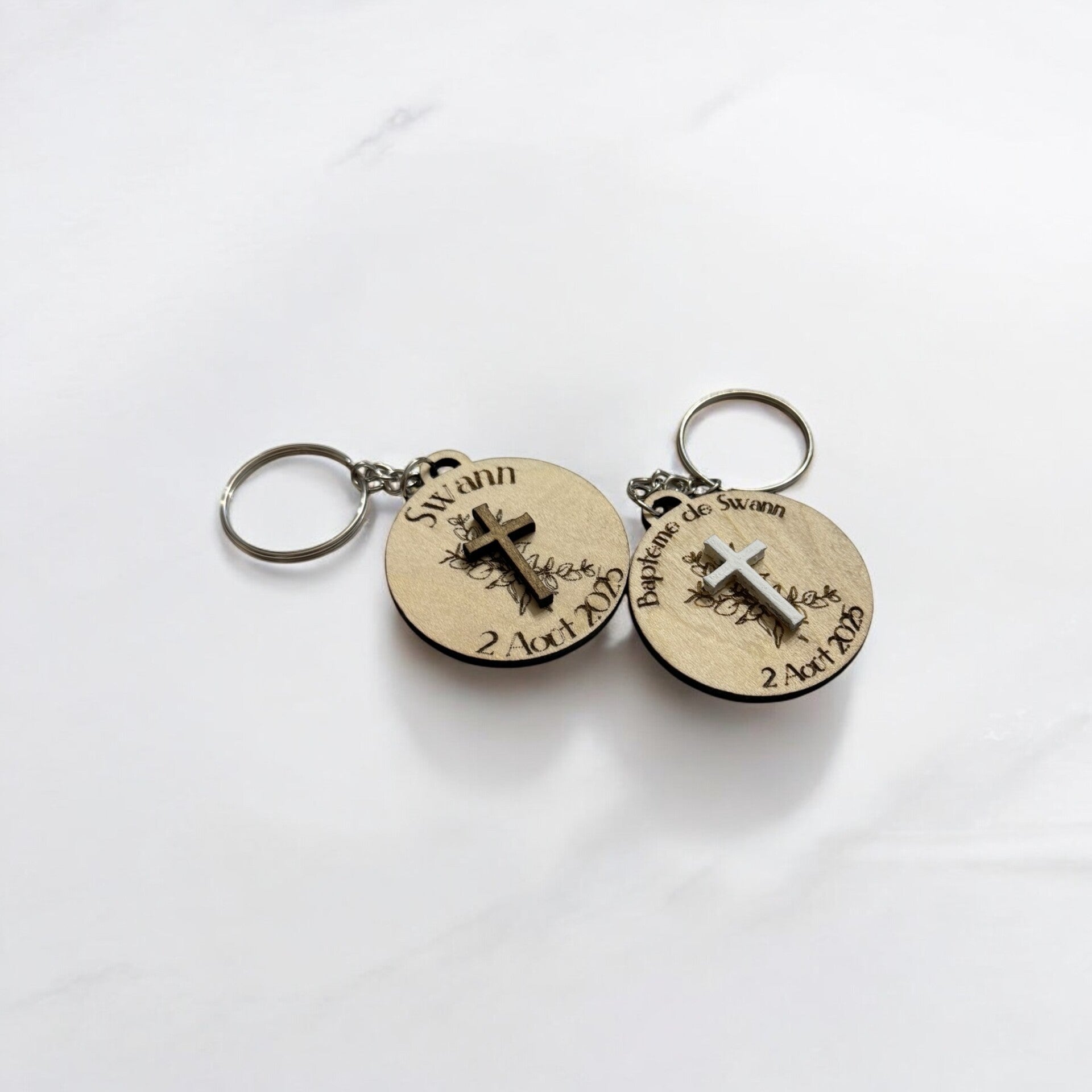Porte-clés Baptême & Communion – Thème Eucalyptus