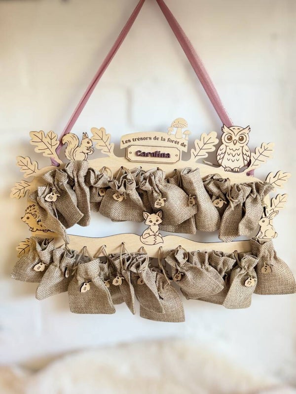Calendrier de l’Avent personnalisé en bois – Les Trésors de la forêt