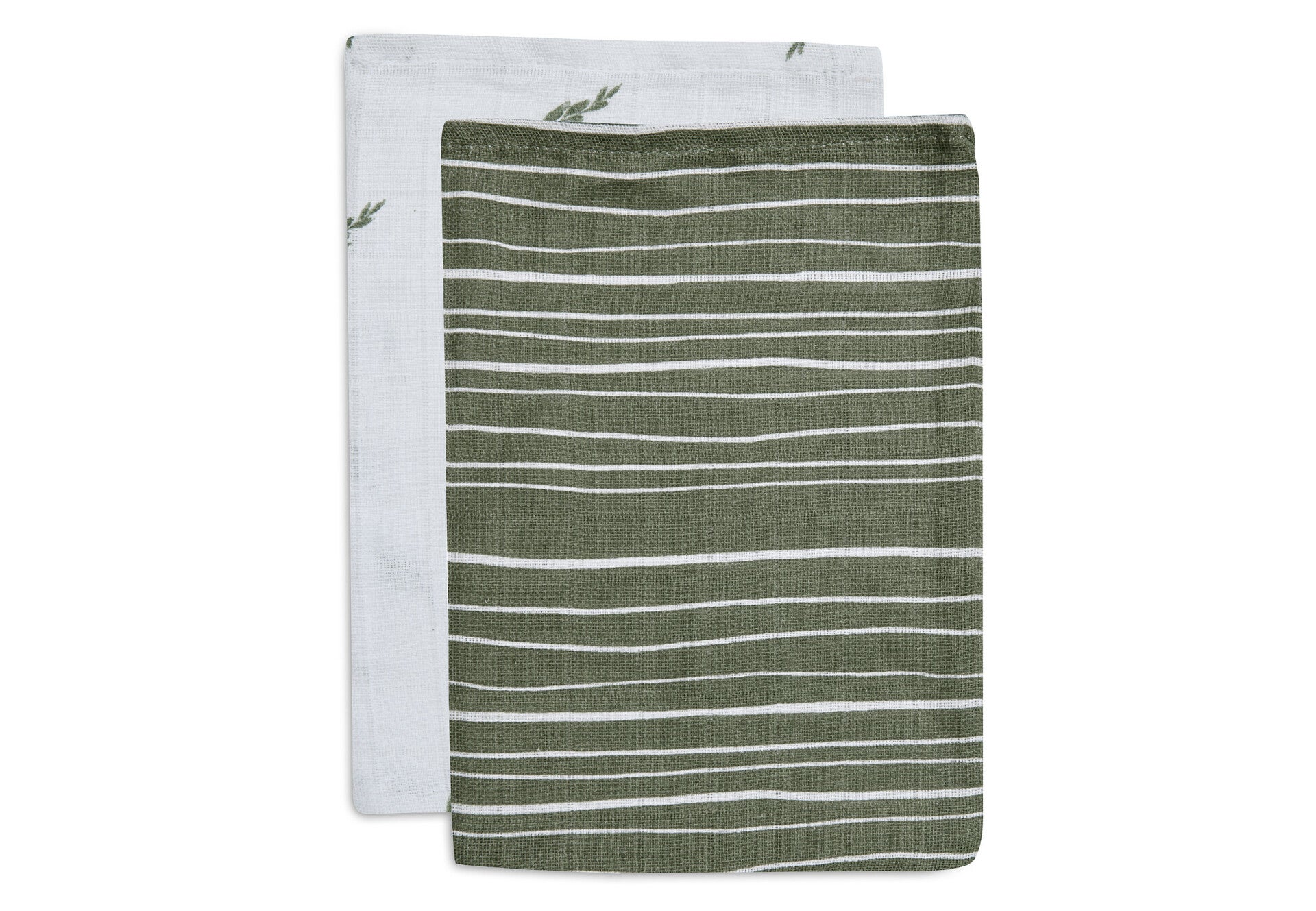 Jollein - Washandje Hydrofiel Stripe & Olive Leaf Green - GOTS - 2 Stuks