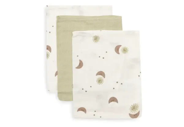 Jollein - Hydrofiel Washandje 15x20cm - Over the Moon - 3 Stuks