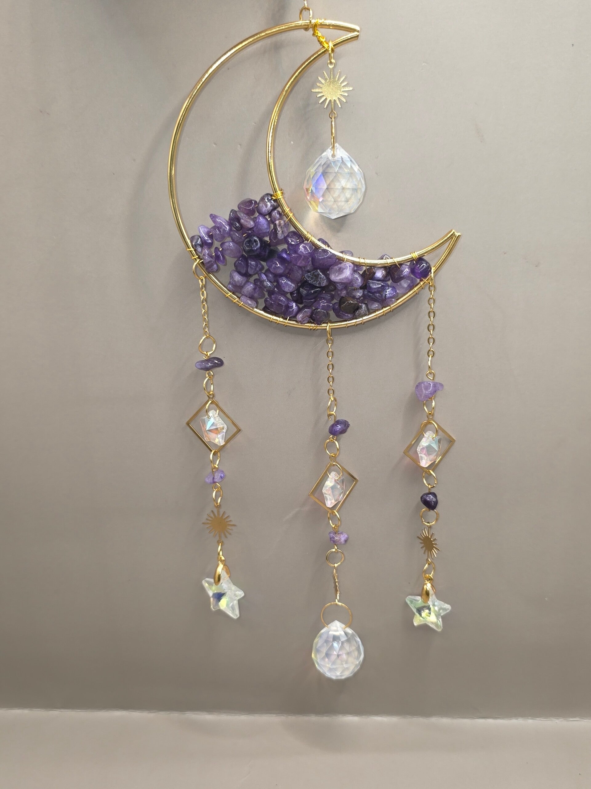 Sonnenfänger mit Kristallen Lila