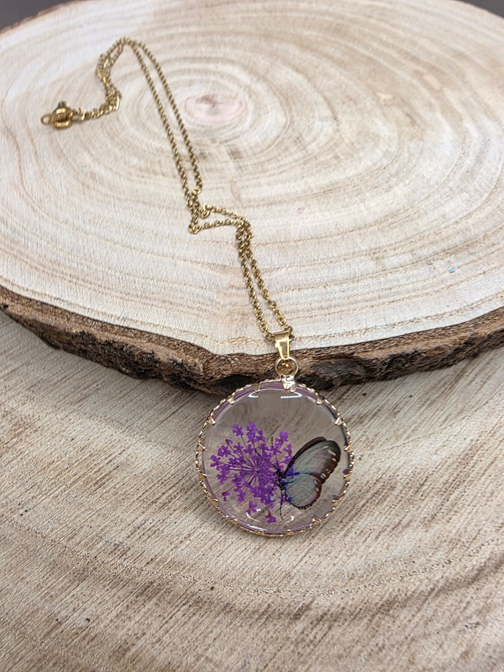 Anhänger Blume Schmetterling Lila