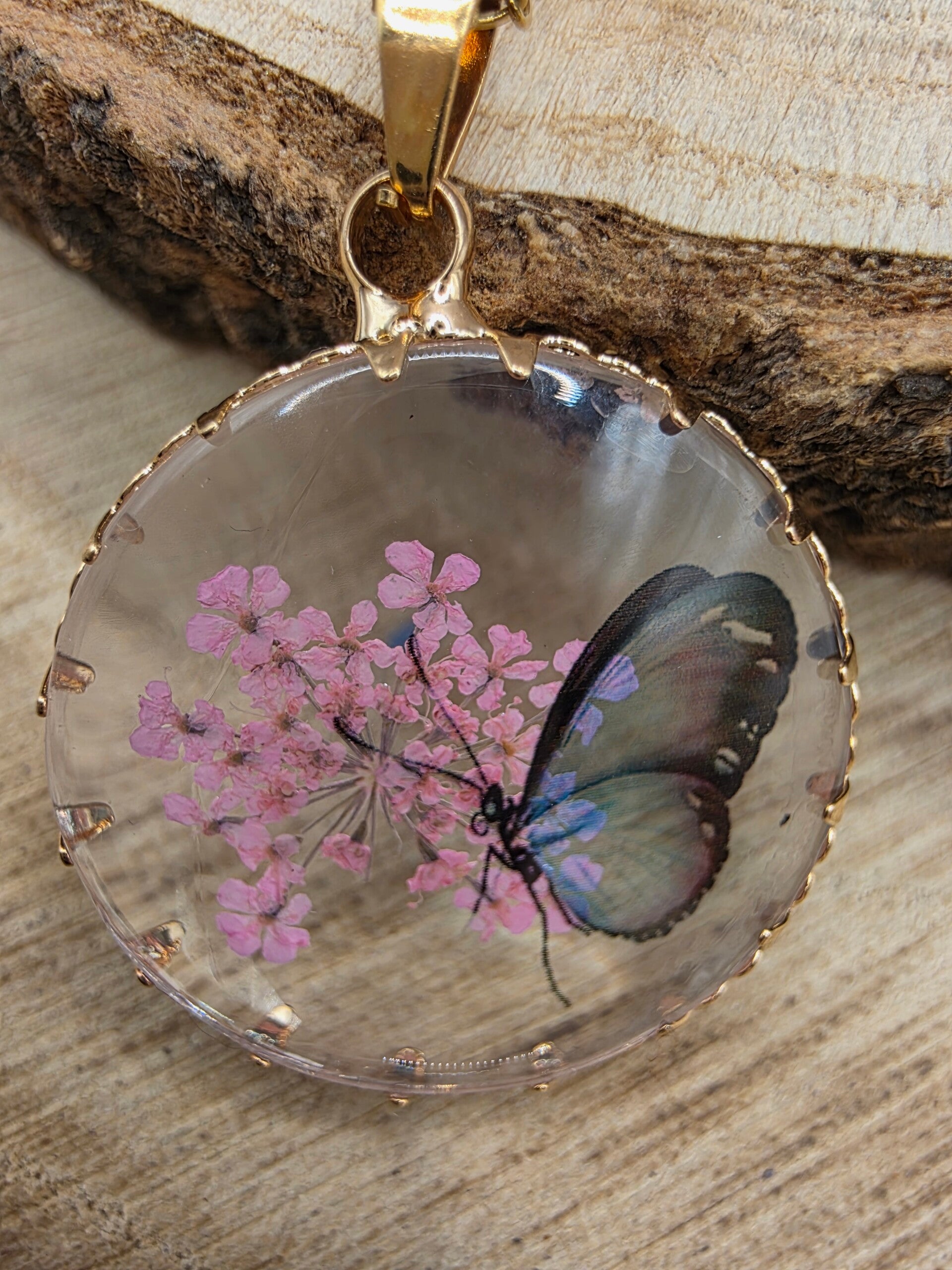 Anhänger Blume Schmetterling Rosa